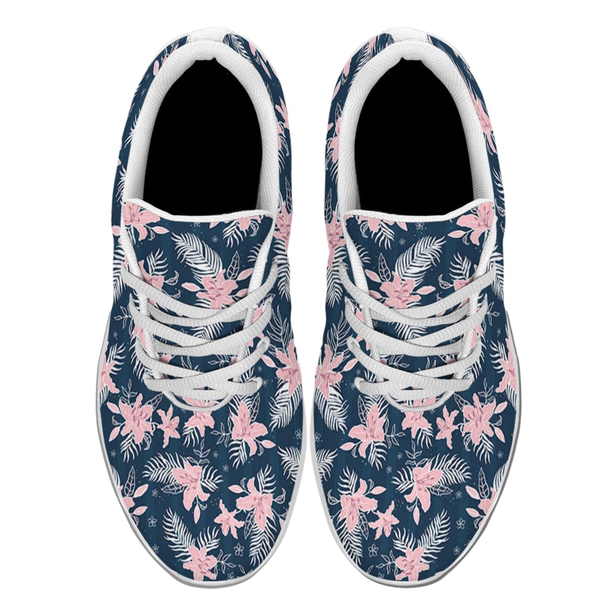 Women Men Tropical Floral Prints Shoes Slip On Running Shoes Athletic Tennis Sneakers White Size 10