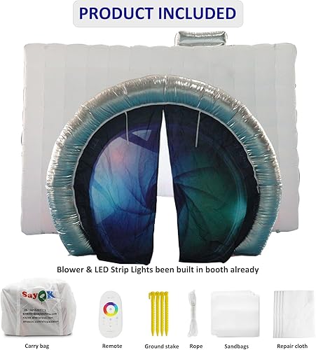 Vista 5 de SAYOK Tienda inflable del partido del club nocturno inflable de la cámara inflable blanca del recinto de la foto del recinto inflable del cubo
