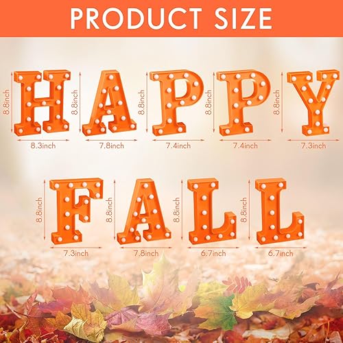 Miniatura 2 de Fabbay 9 letras LED de marquesina con texto en inglés Happy Fall para decoración de otoño, letras iluminadas, letras LED de otoño, alfabeto para el