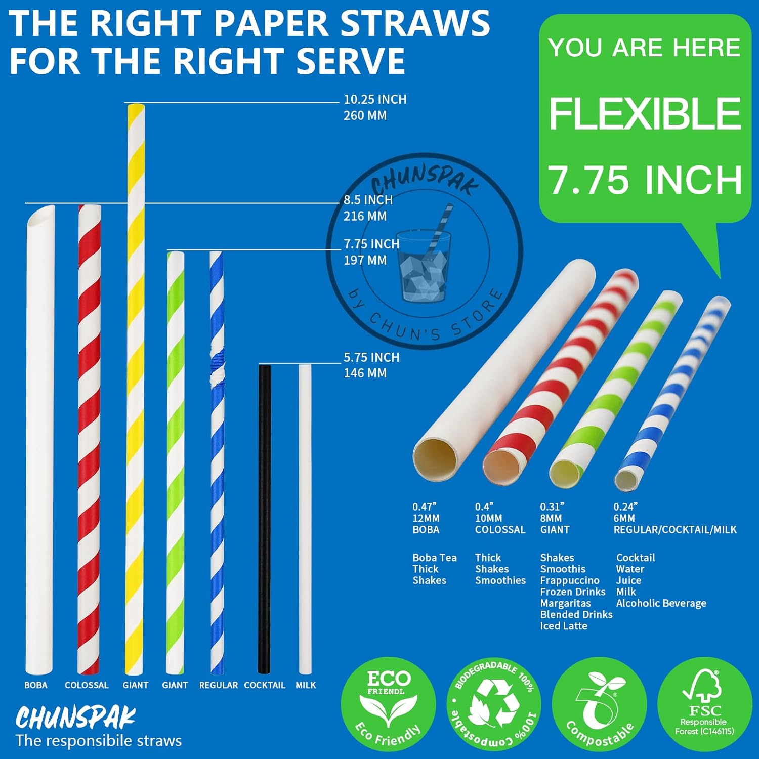 Bendable Paper Straws for Drinking, White, 7 3/4 inches, 250 Count - Great for Kids, Elderly, Home and Restaurant - Image 7
