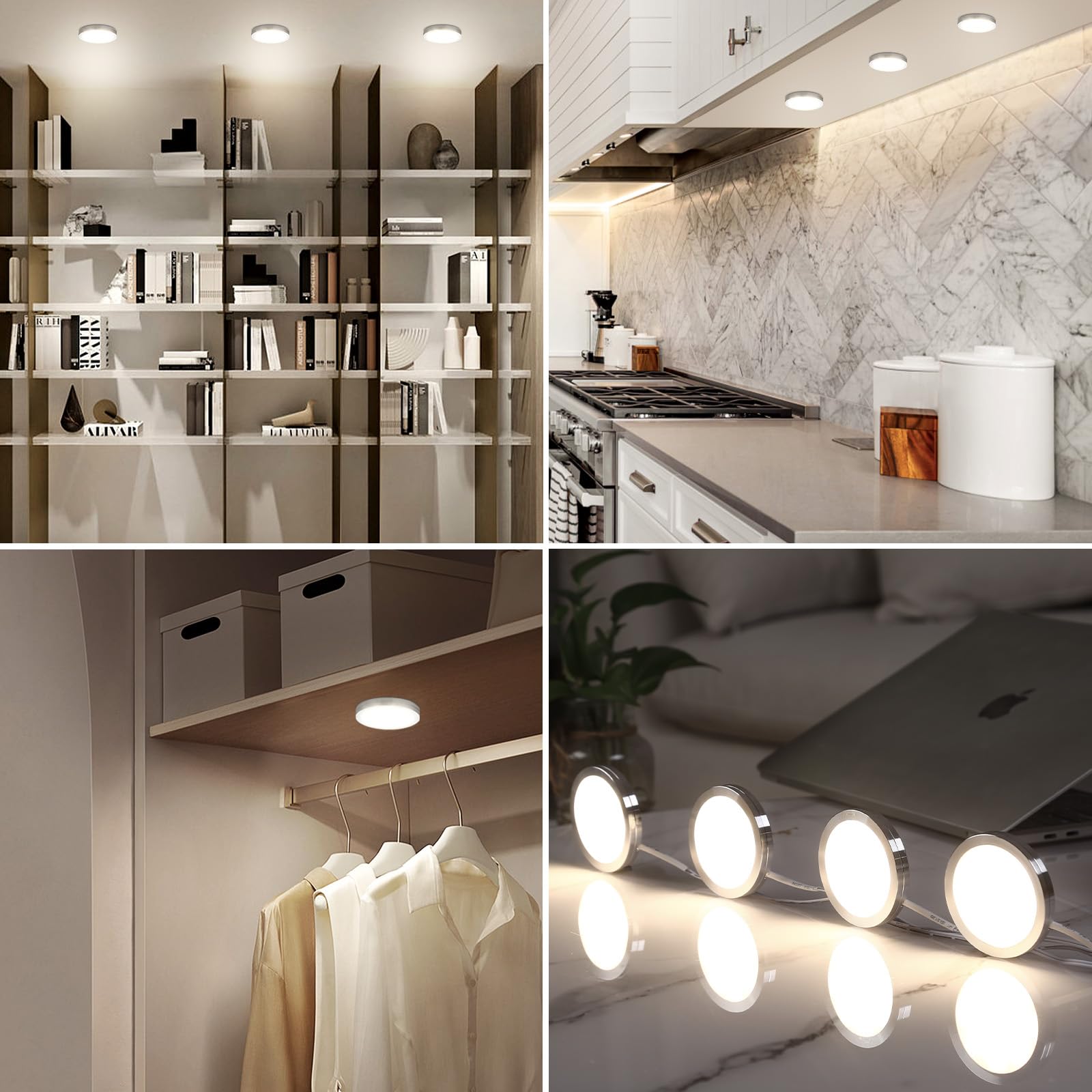 Lightess 6-częściowy zestaw oświetlenia szafowego LED, oświetlenie pod szafkami, neutralna biel, lampka szafkowa LED, lampka nocna, oświetlenie szaf, lampki ścienowe, oświetlenie schodów, oświetlenie
