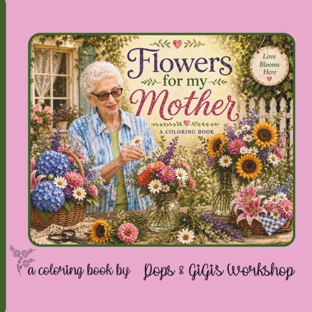 Flowers For My Mother - A Coloring Book: A Beautiful Flower Coloring Book with 30+ Floral Designs, Bouquets, and Garden Arrangements for Relaxation, Stress Relief, and Mindful Coloring
