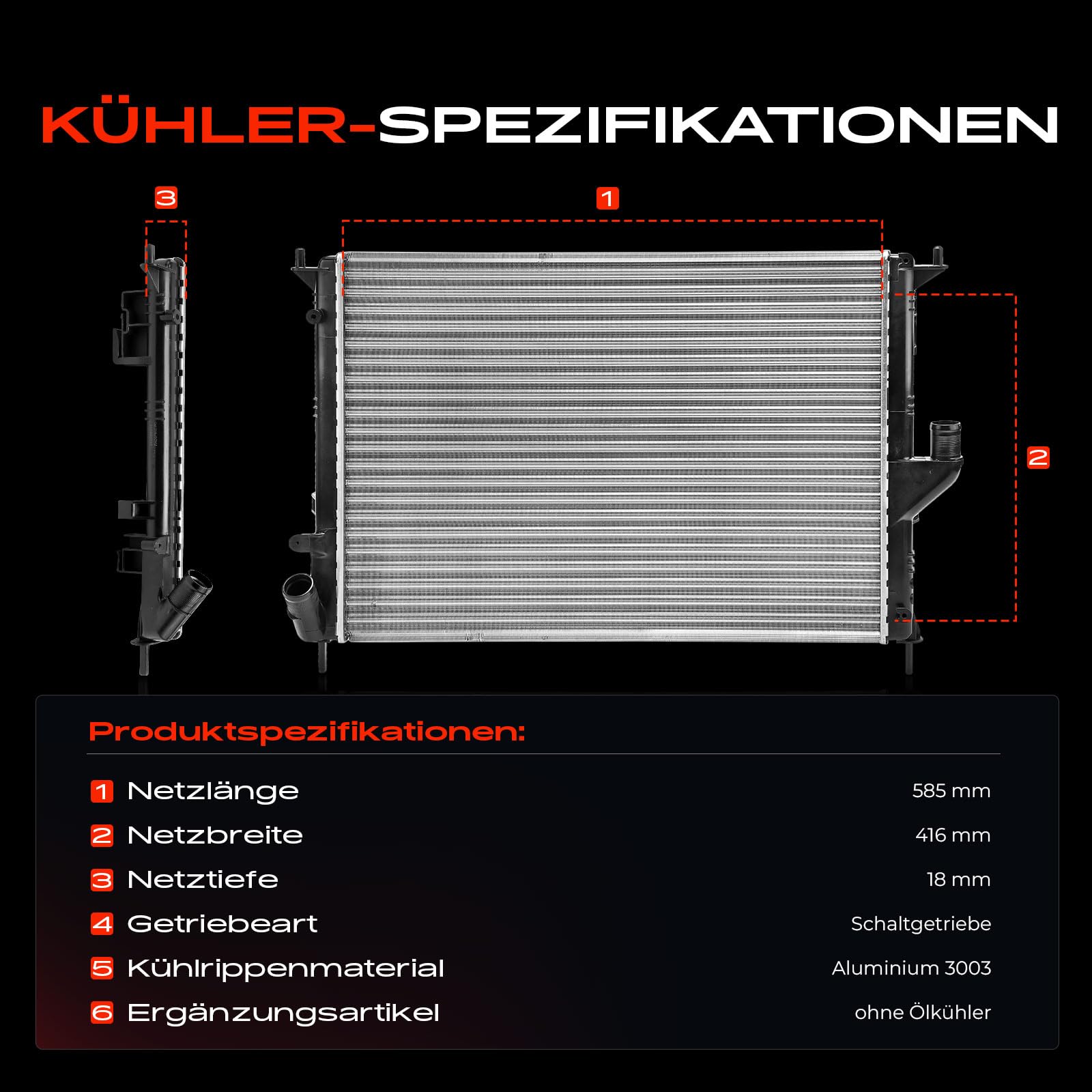 Frankberg Chłodzenie silnika, chłodnica wodna, przekładnia manualna, kompatybilna z Duster HS 1,5 l 1,6 l 2010-2013 Logan LS US 1,2L-1,6 l 2006-Heute Sandero/Stepway I BS Replace# 8200735039