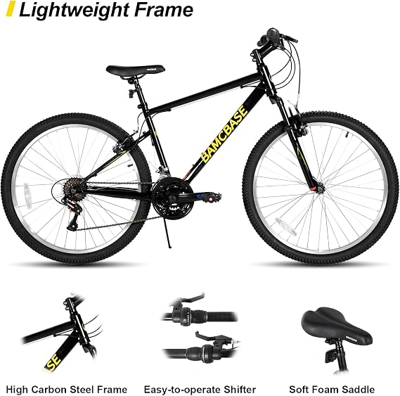 HILAND Adult 26 Inch Mountain Bike, Mens Womens Bicycle, High-Carbon Steel Frame Mountain Bicycle, Sport MTB for Adults, Multi-Color