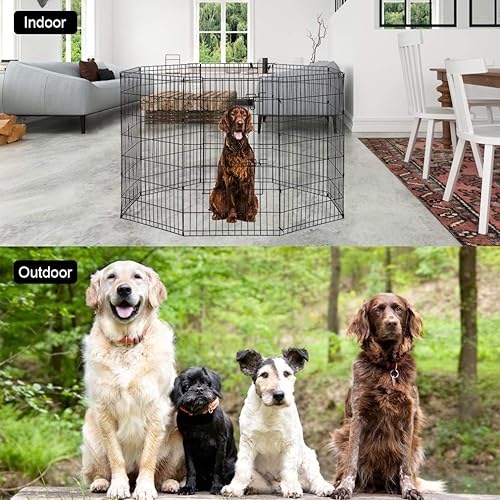 Vista 26 de BestPet - Corralito plegable de metal para perros, para interiores y exteriores, 8 paneles de 24 pulgadas Negro
