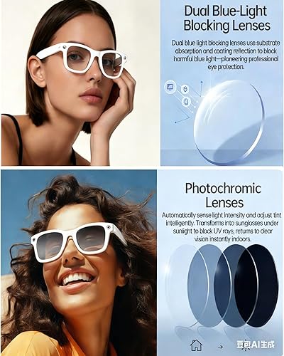 Miniatura 7 de Lentes inteligentes AI con cámara 4K, gafas de cámara HD de 8 MP, 1080P de grabación de audio y video, gafas Bluetooth, asistente de voz, traducción