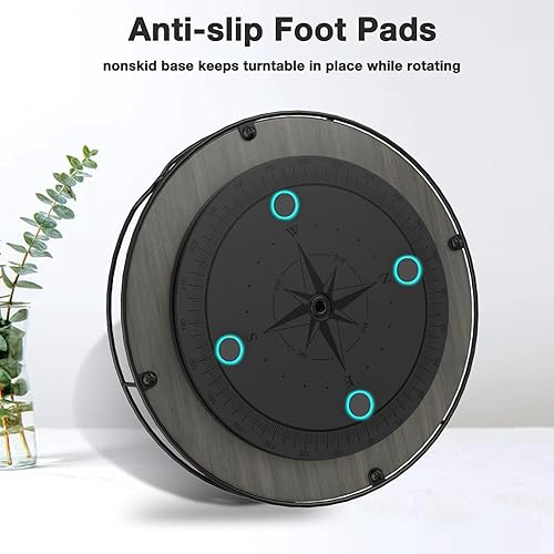 Miniatura 3 de Lazy Susan - Organizador giratorio con alfombrilla antideslizante para gabinete, despensa, cocina, encimera, refrigerador, oficina, madera de pino,