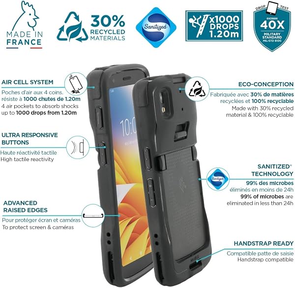 Mobilis Rugged Case for Zebra TC22 TC27 Mobile Computers, Shockproof Military Grade Drop Protection, Handheld Barcode Scanner Shell made with Recycled Materials - 3