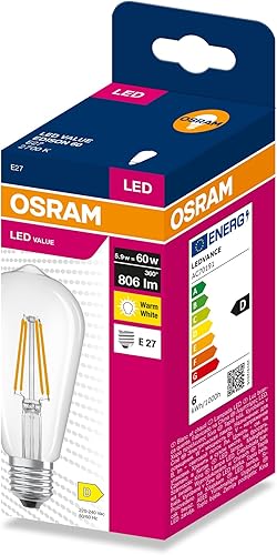 Osram LED FILAMENT EDISON VALUE 5.9W 2700K Clear E27