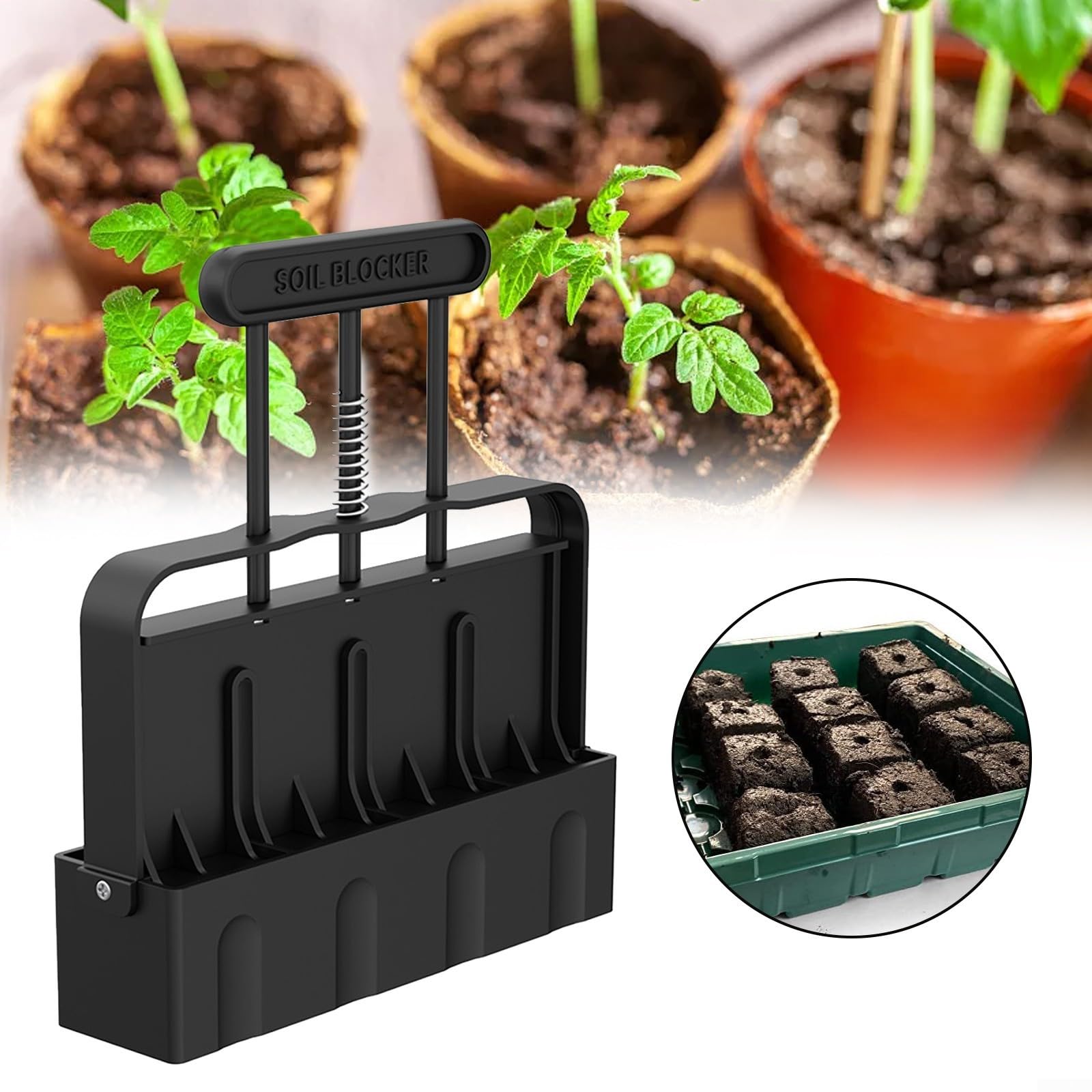 Juego de 5 Piezas de compactadores de Tierra manuales: compactador Cuadrado Manual para jardinería, germinación de Semillas, Herramienta ecológica para Bloques