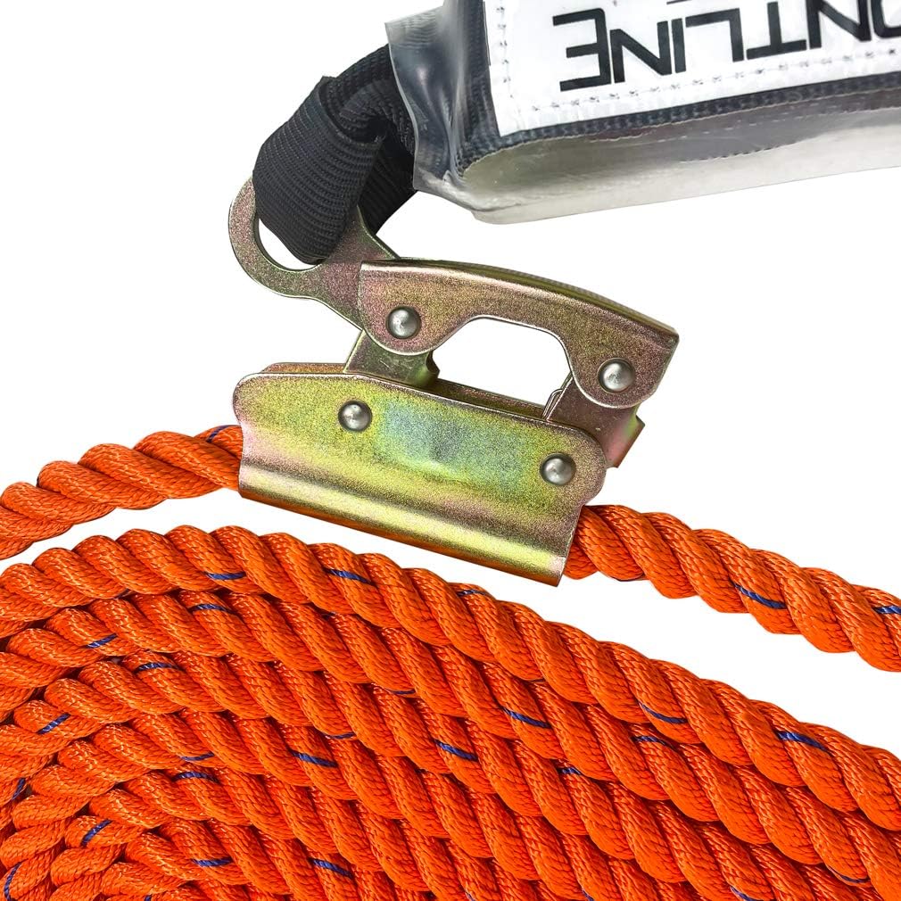 Frontline VLP50R3L Premium Vertical Lifeline with 12" SAL and Rope Grab | High Tenacity Polyester Material | Double Locking Closing Mechanism | OSHA & ANSI Compliant - - 