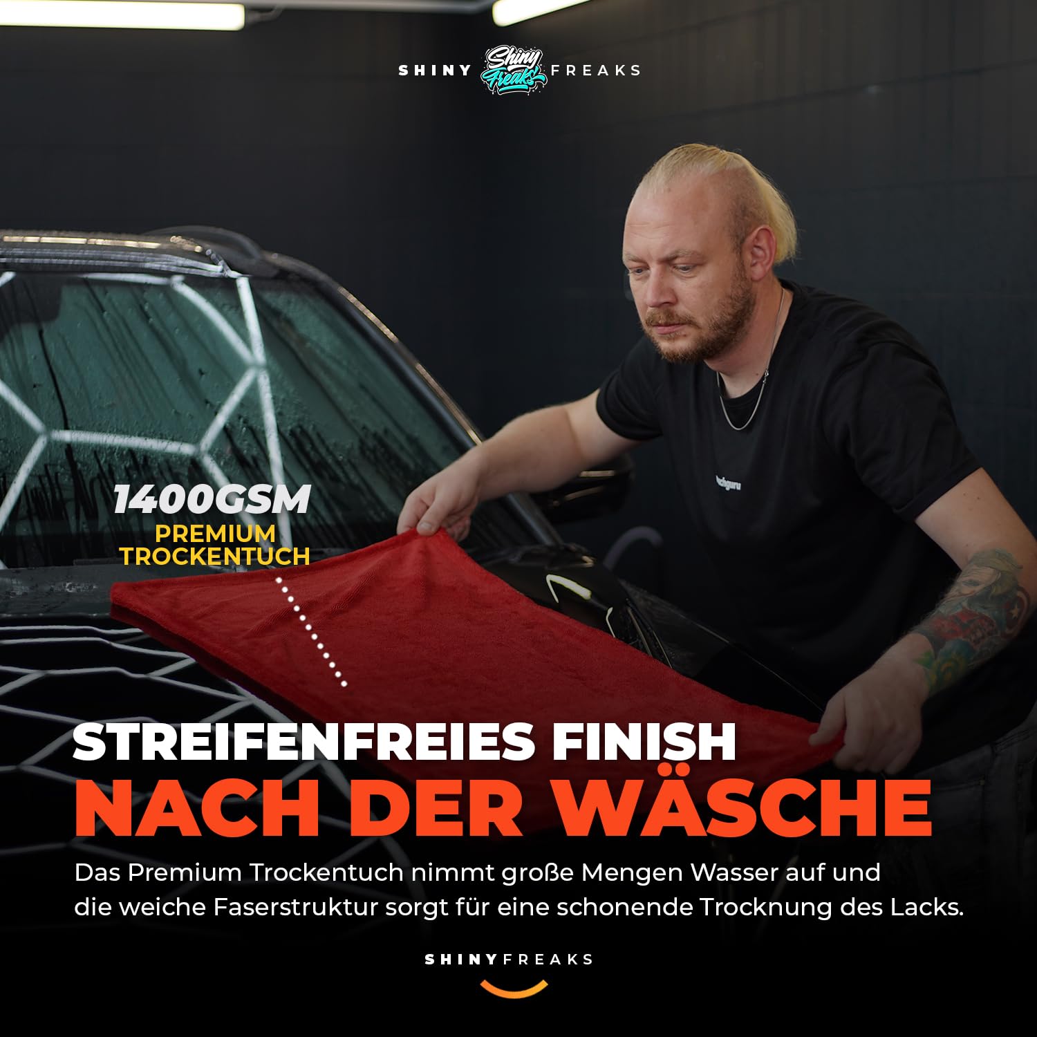 Autowäsche Set – SONAX Glanz Shampoo Konzentrat 500 ml + FelgenBeast Felgenreiniger 500 ml + Waschhandschuh + Trockentuch + Mikrofasertuch + Duftspray – Auto Waschset, Autoreinigungsset Außen, 6-tlg.