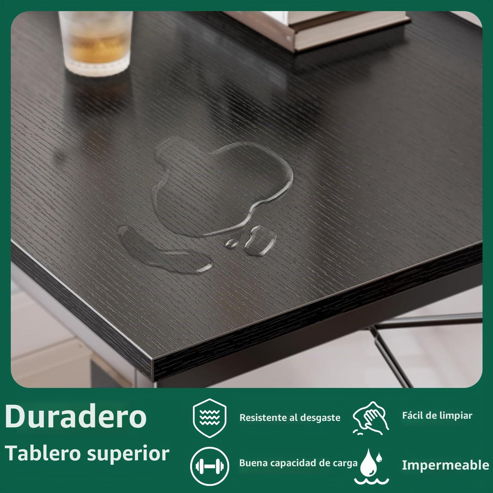 Escritorio Gaming Esquinero con Cajones y Soporte para Monitor | Reversible izquierda/derecha, 135 × 100 cm, Negro, Ideal para PC y oficina en casa