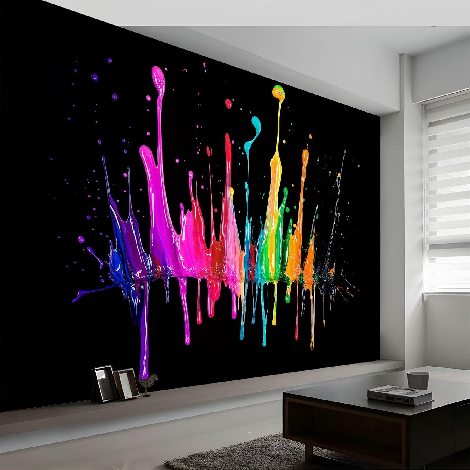Fototapeta z efektem 3D, kreatywna tapeta z efektem 3D, czarna tapeta 350 x 256 cm, tapeta z włókniny, nowoczesna tapeta ścienna, salon, sypialnia, pokój dziecięcy, dekoracja ścienna, tapeta z motywem