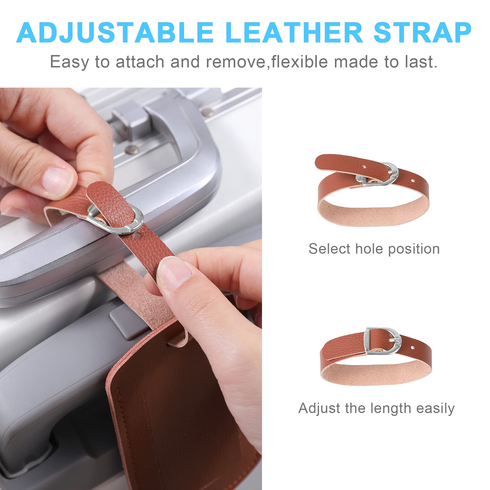 Vividwise Etichette Per Bagagli In Vera Pelle - 3 Pezzi, Con Protezione Privacy, Cinturino Regolabile, Per Valigie E Borse Da Viaggio (Nero) - 3