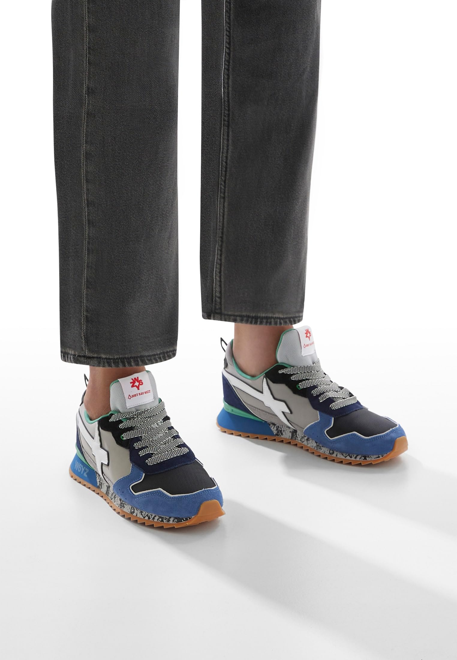 w6yz Jet-M Suede/Nylon Marble Sole Azure-Multi