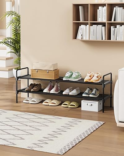 Miniatura 8 de Kitsure Zapatero  Organizador de zapatos largo de 2 niveles con asas y pies antideslizantes, zapatero de metal resistente al óxido para armario,