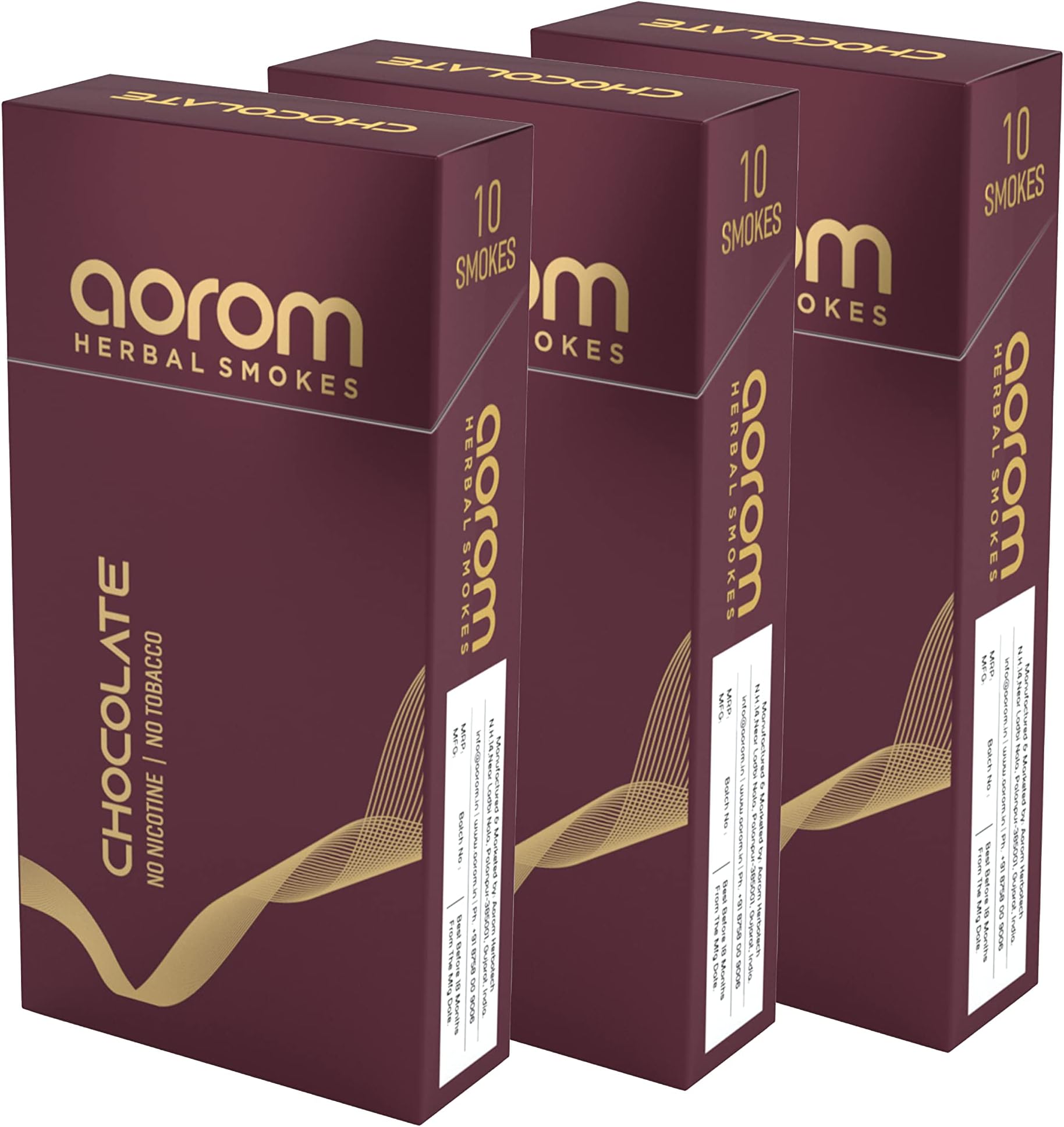 Aorom Herbal Smokes Tobacco Free & Nicotine Free, Non Addictive Premium Herbal Smokes (Chocolate, Pack Of 3 (10 Smokes Per Pack))
