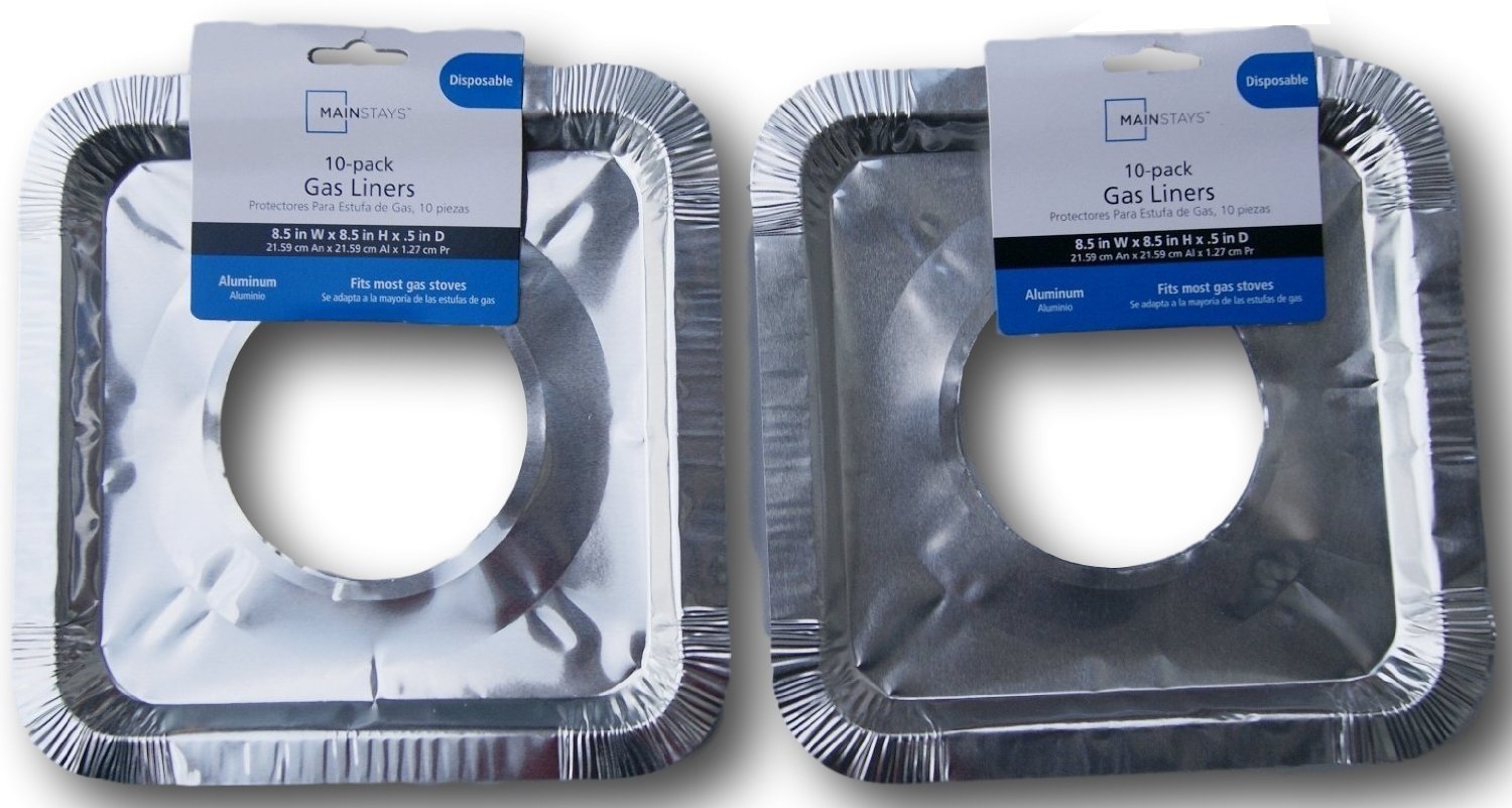 Basic Gas Stove Drip Pan Foil Liners for Easy Clean-up (Disposable) - Pack of 20