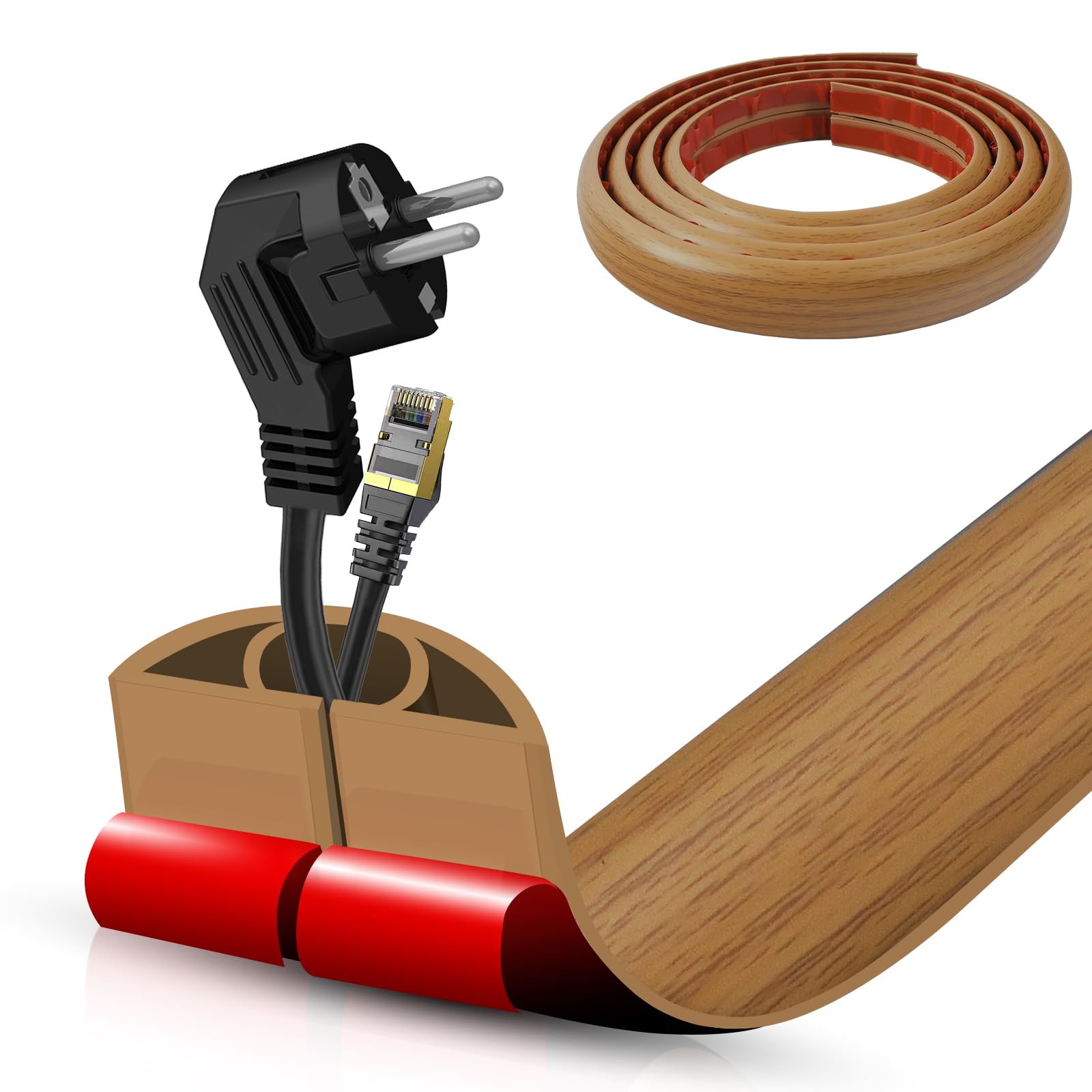 Floor Cord Cover Self Adhesive Cord Hider,20FT Cable Management, Extension Strip Protector for Wires, Prevent Cable Trips for Offices, Gyms,