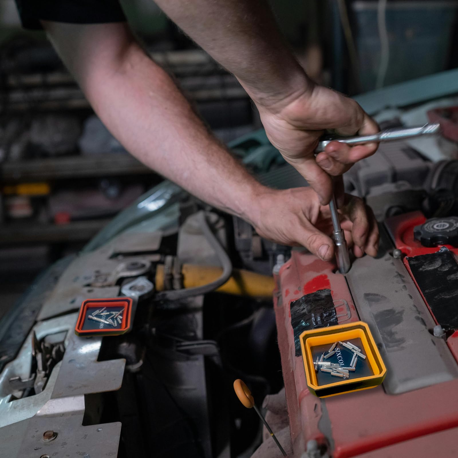 3 Vassoi Magnetici Pieghevoli Per Officina - Organizzatore Per Viti, Bulloni E Piccoli Attrezzi, Blu - Foto 7