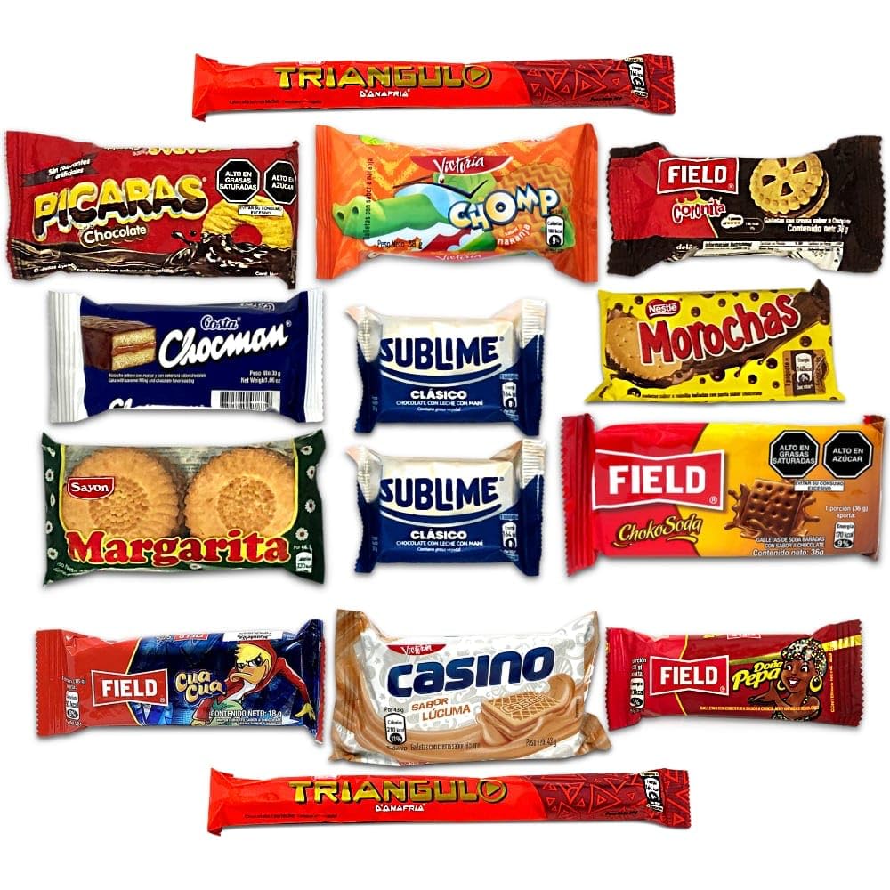 Caja de Galletas Peruanas y Chocolates Peruanos Doña Pepa y mas | Peruvian cookies and chocolates 12 Assorted Treats Box