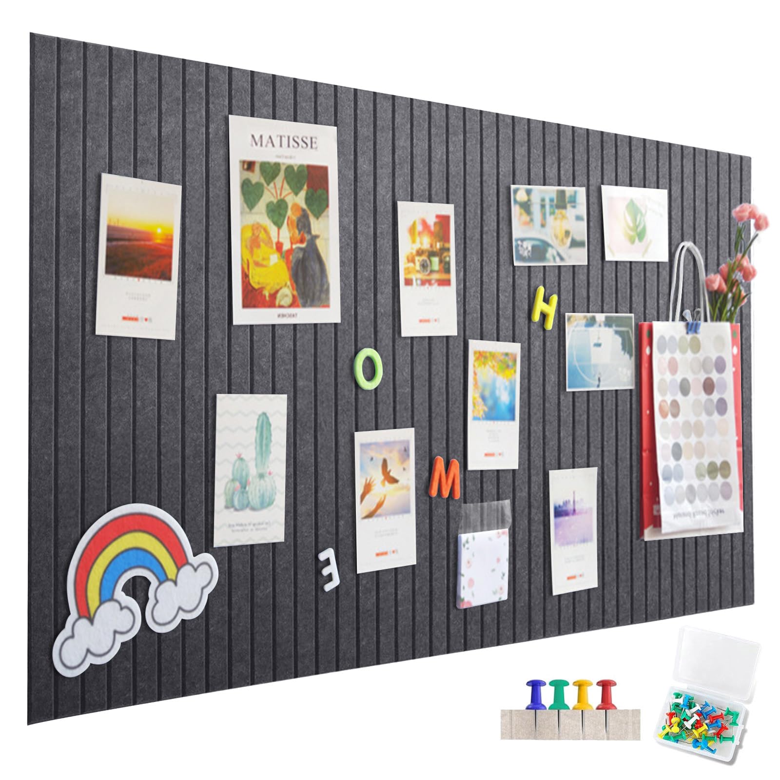 Large Felt Bulletin Board, Self Adhesive, 90 x 60 cm, Vertical Stripes, Decorative Felt Board, Folding Chalkboard for Photos, Memo Boards, Memo Boards, Bulletin Boards โ image 1