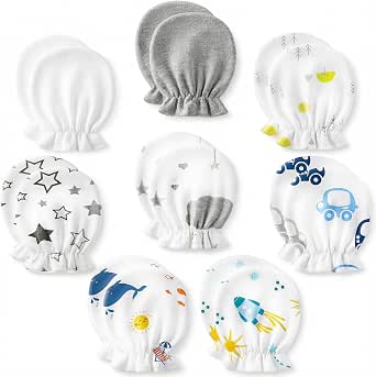 8 Pairs Newborn Baby Mittens No Scratch Cotton Infant Gloves for 0-6 Months