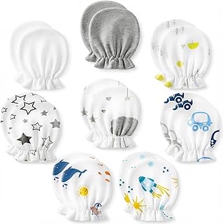 Cotton No-Scratch Mittens, 8-Pair, 0-6 Months