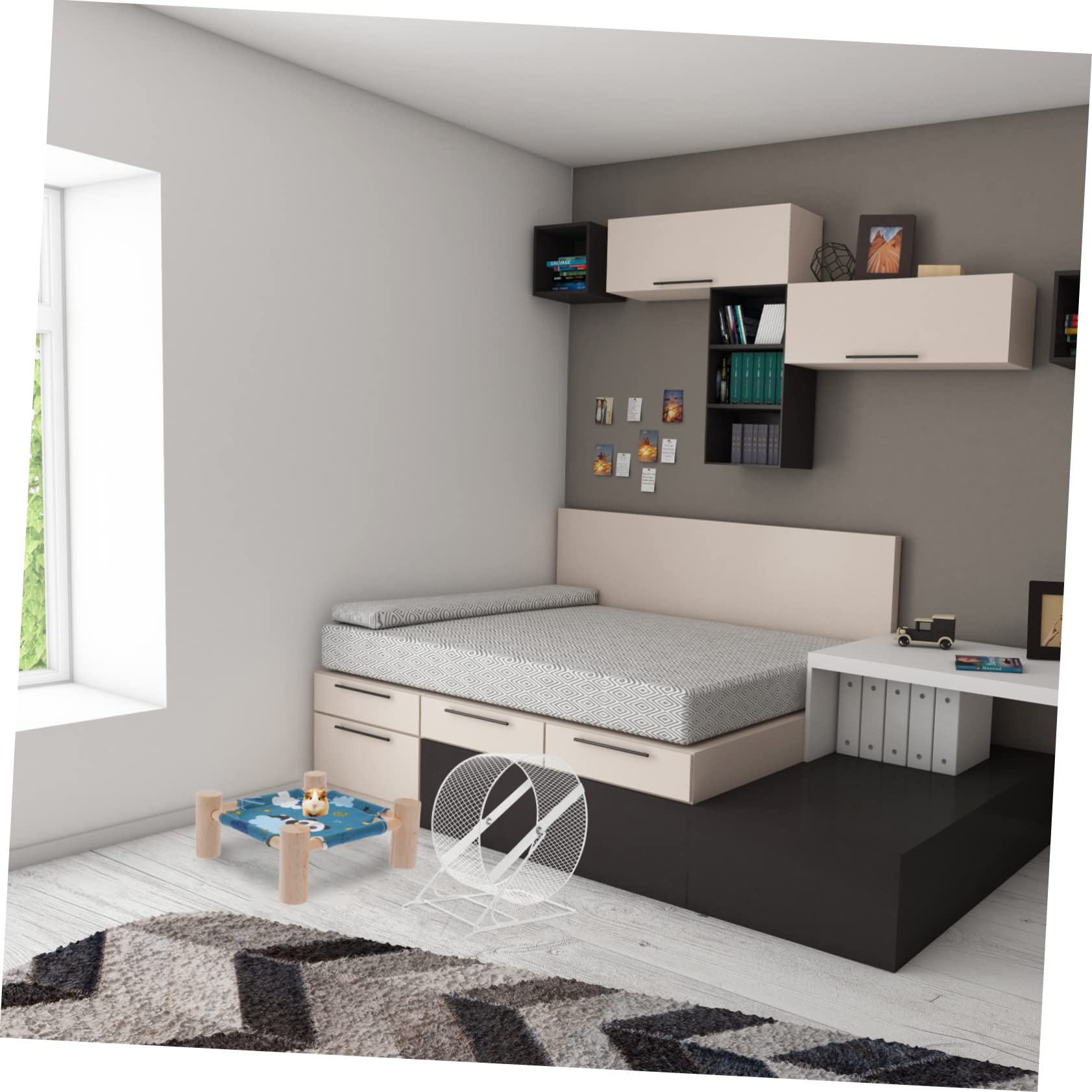 Angoily Roue de Hamster Silencieuse en Métal Blanc avec Fonctionnement Silencieux et Sécurité, Accessoire pour Petits Animaux comme Hérisson ou Chinchilla