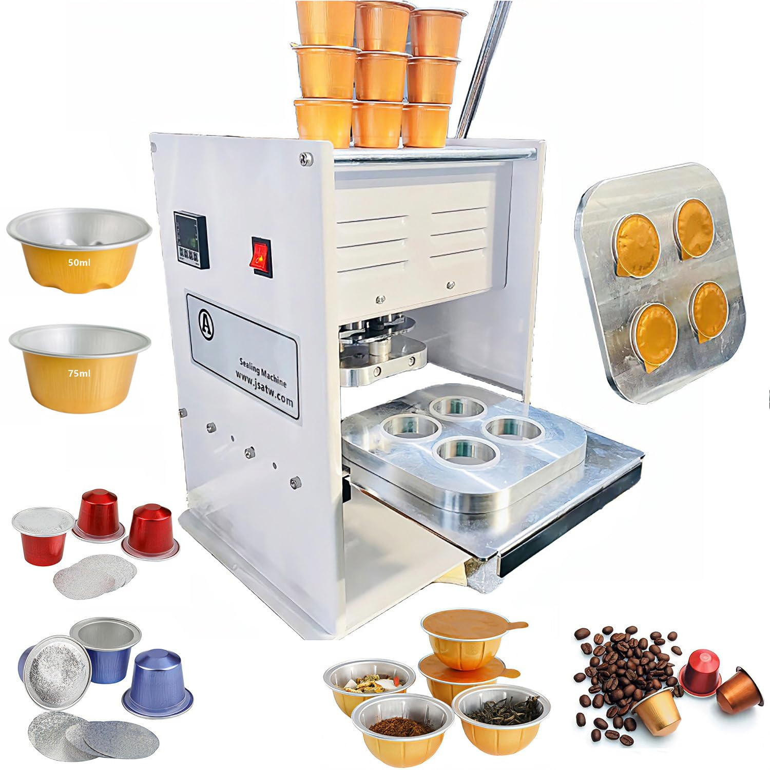 Manual Heat Sealing Machine With Metal Housing For Food Packaging And Cafes (50Ml/75Ml)