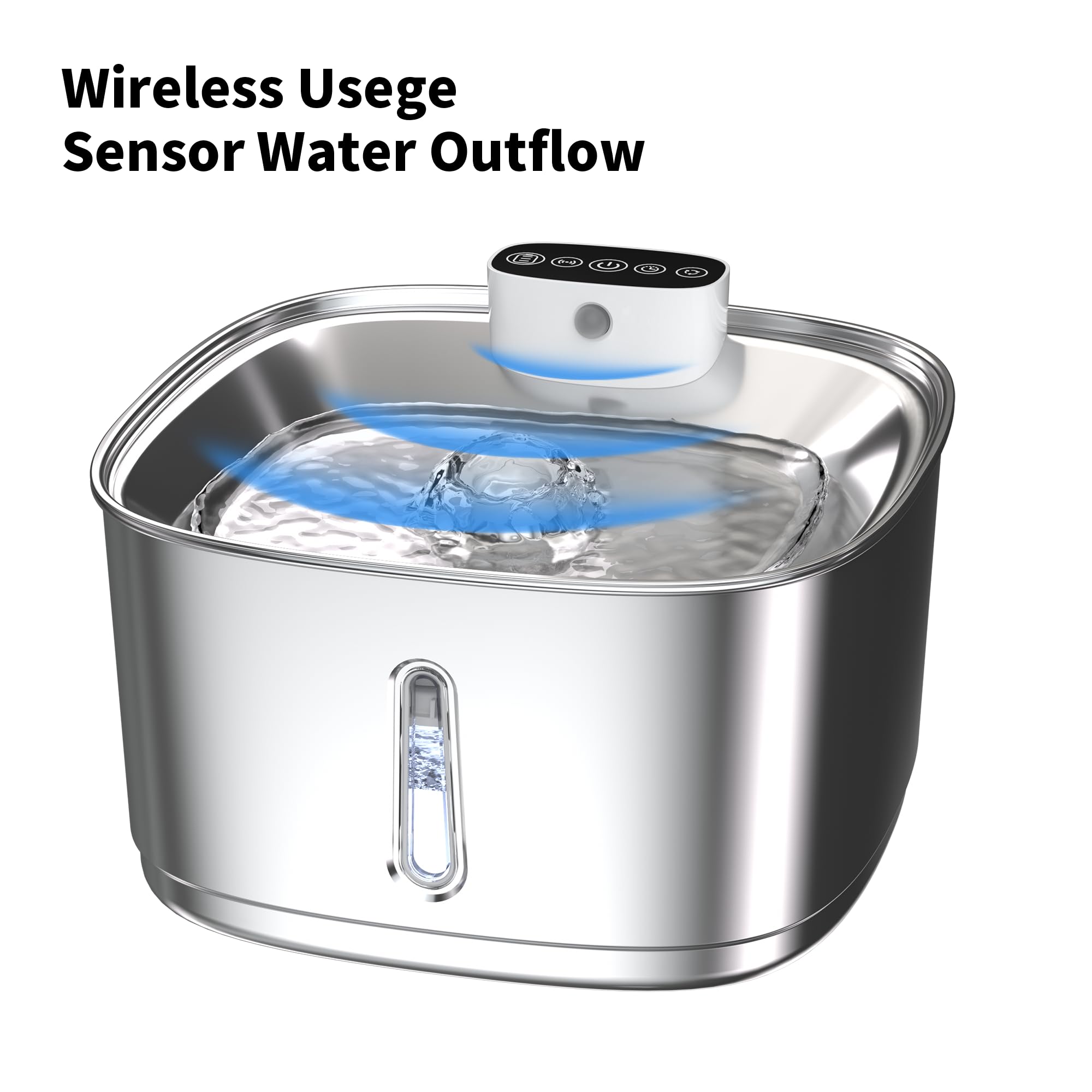 Fuente de agua para gatos de acero inoxidable - 3,2 l fuente de agua para mascotas inalámbrica con sensor de movimiento y 4 filtros de repuesto, dispensador de agua automático ultra silencioso