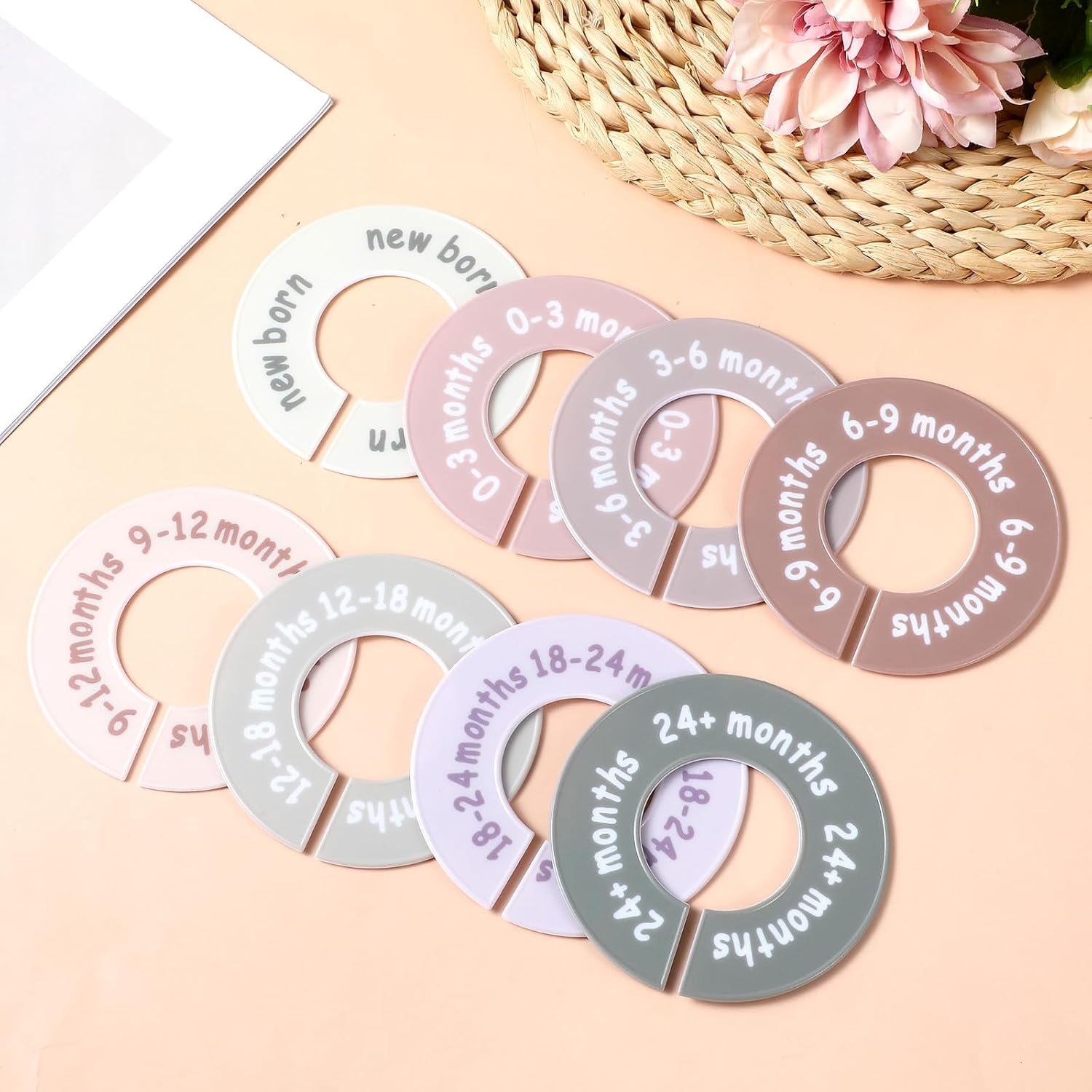 Hecila Baby Closet Dividers Baby Closet Dividers for Cloth 8PCS Unisex Round Double-Sided Clothes Size Divider Child Clothes Organizers Labels Wardrobe Organizer Hanger Divider from Newborn to Toddler