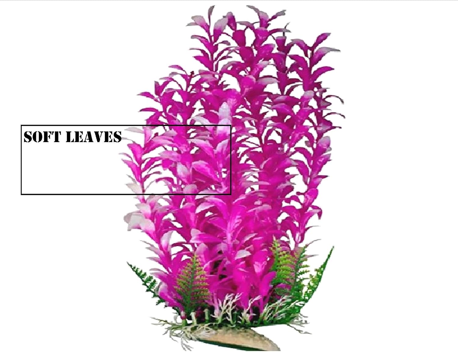 Hot Pink Plastic Aquarium Plant with Base 12 Inch Tall, Fish Tank Decoration, Fish Safe