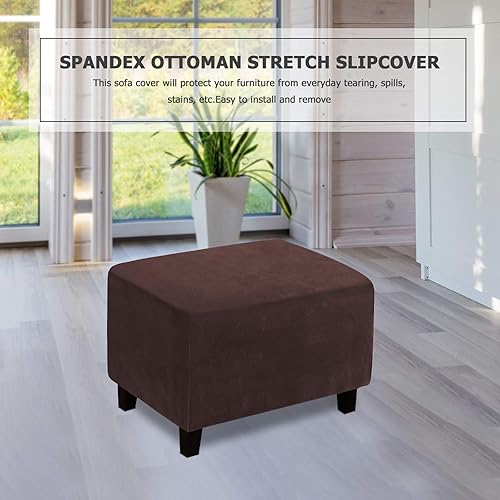 Miniatura 6 de ele ELEOPTION Funda otomana rectangular súper elástica y suave de ajuste forma, fundas otomanas para taburete de pies y muebles de almacenamiento