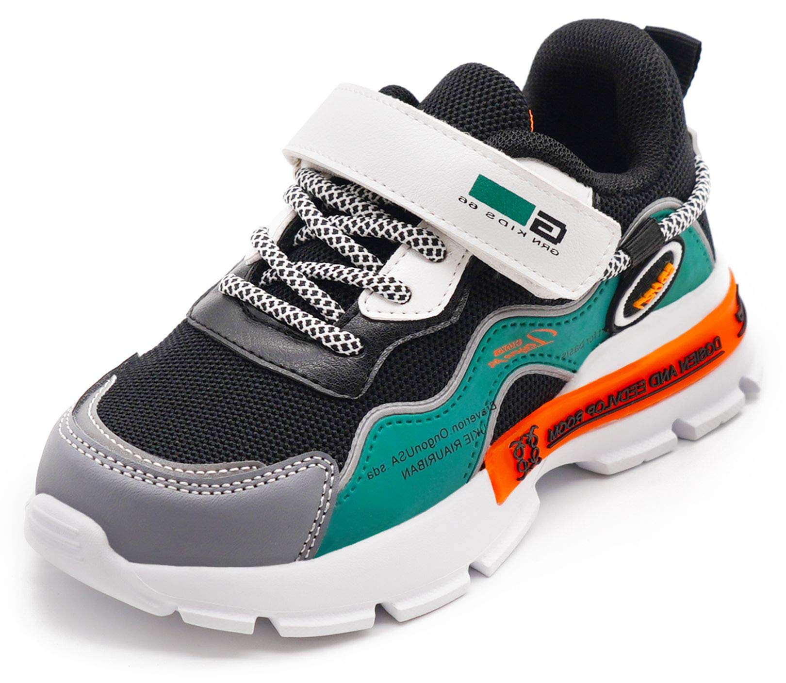 LARMAR Kids Sneakers Girls Boys Athletic Running Lightweight Breathable Tennis Sport Shoes Black, 6 Toddler 23 EU