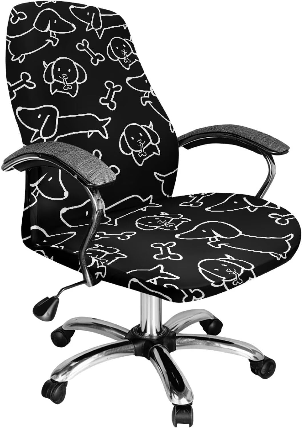 Cute Dog Computer Chair Cover Simplism Style Office Chair Cover Universal Rocking Chair Cover Size Large Stretch Desk Chair Seat Cover Easy Installation Cozy Protective Cover for Dorm