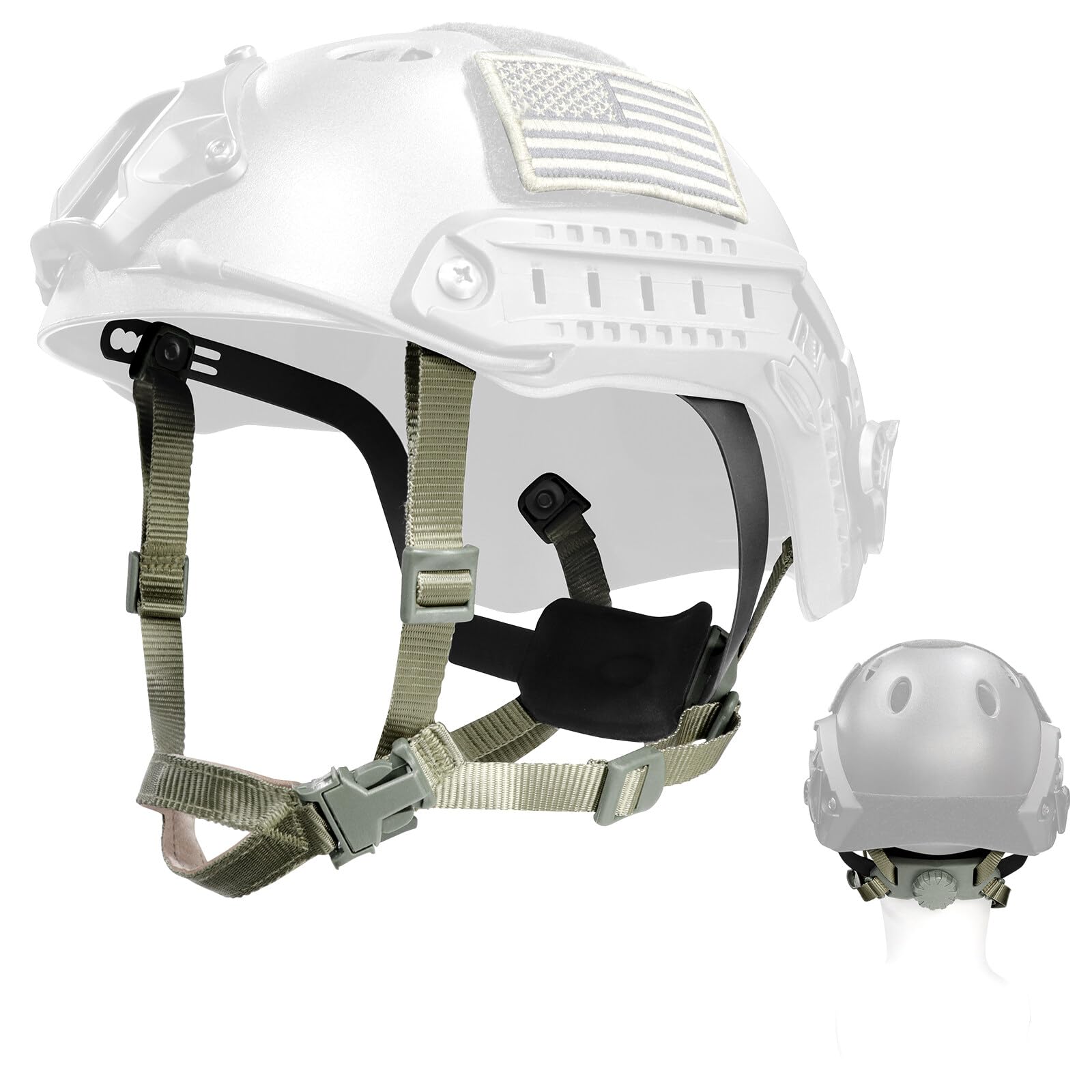 Yzpacc Tactical Helmet Chin Strap Adjustable Dial 4 Points Suspension System with Bolts and Screws for Tactical HL-31/HL-32 Fast MICH Bump Wendy Helmet Accessory