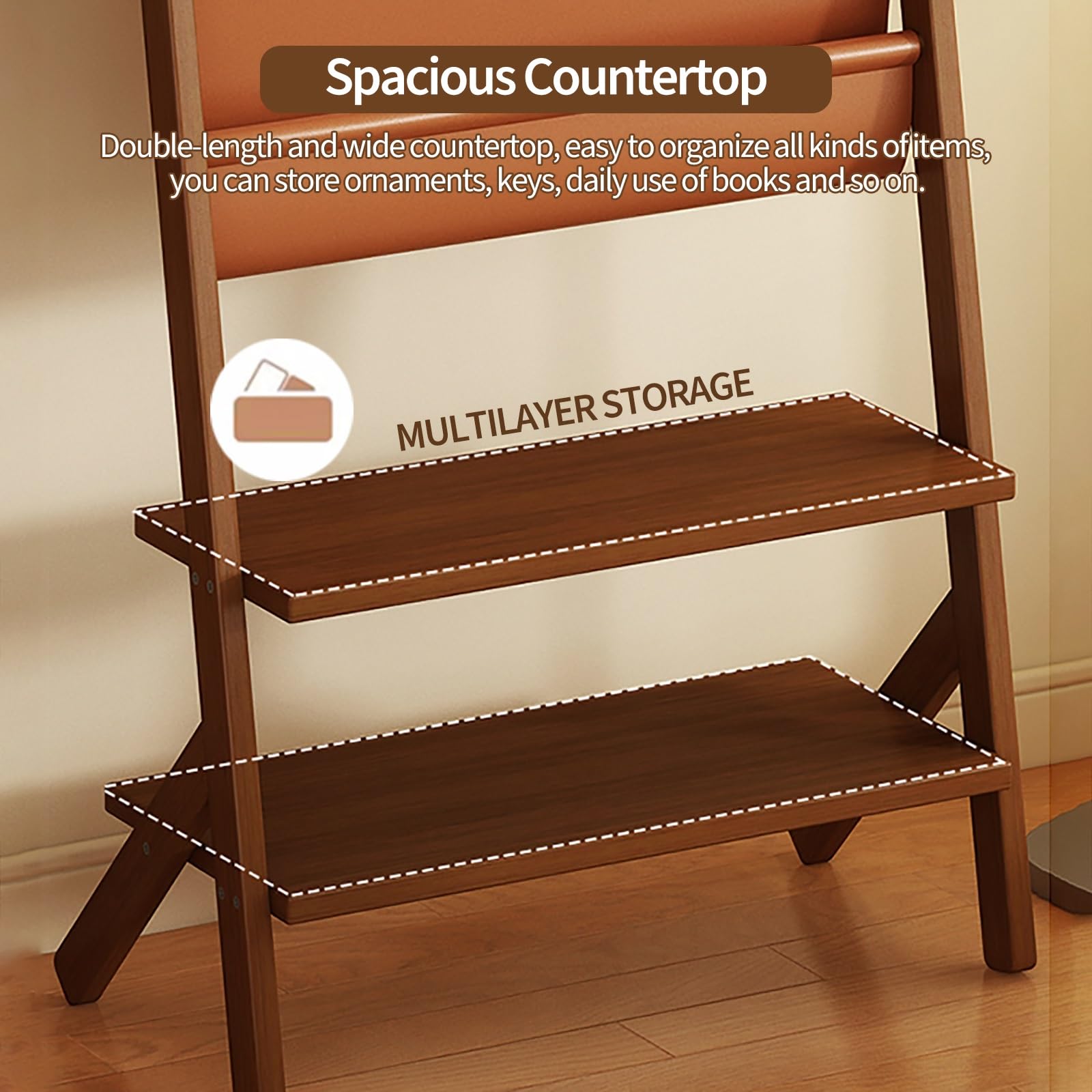 Porte-revues en bois au sol avec cuir PU - Porte-journaux et magazines pour enfants de grande capacité - Porte-brochures de magazines de littérature sur pied - Rangement de bandes dessinées, jouets
