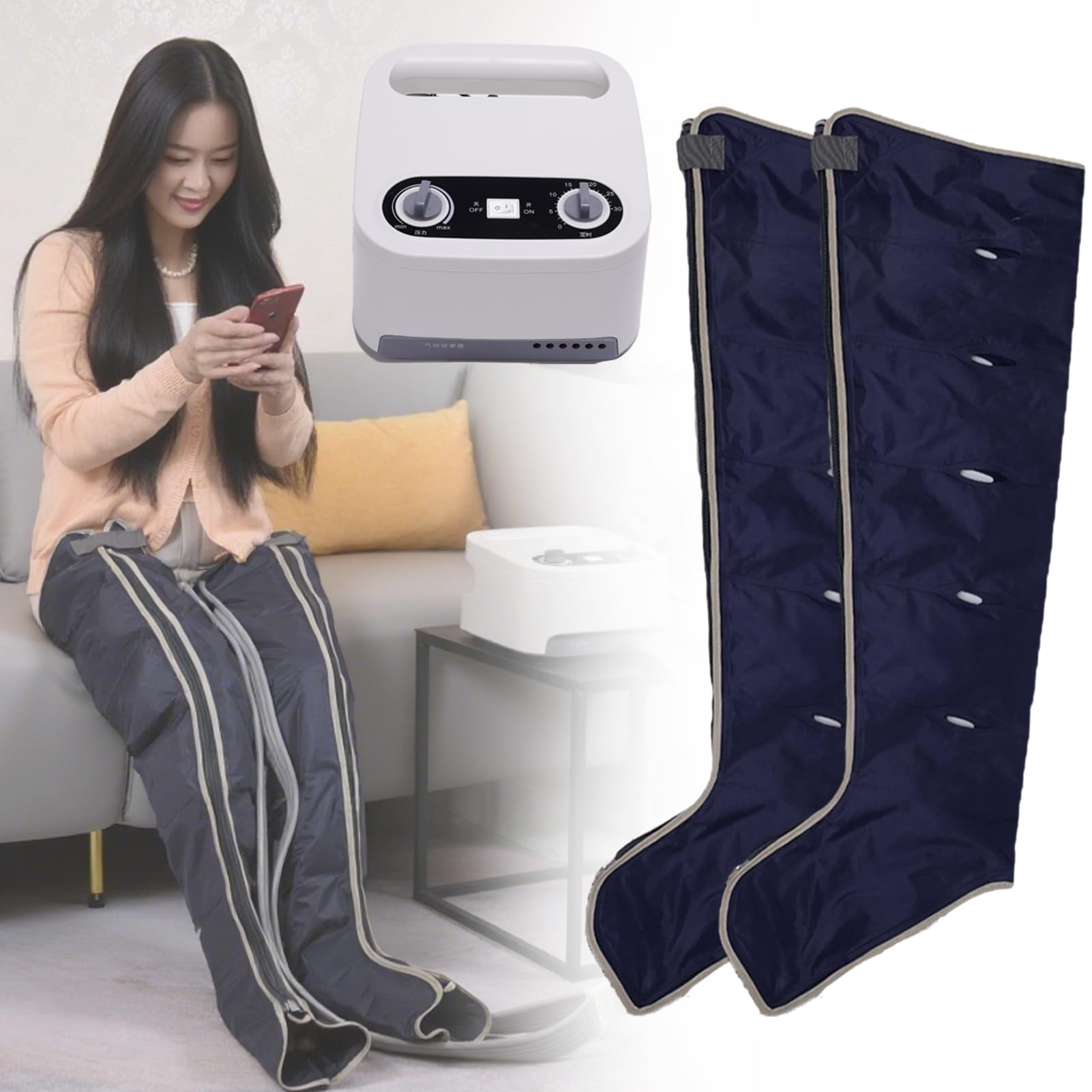 Macchina massaggiante elettrica a compressione d'aria Widppsopt, strumento per il rilassamento di tutto il corpo, vita, braccia e gambe a 6 cavità, trattamento del lipedema alle gambe, massa