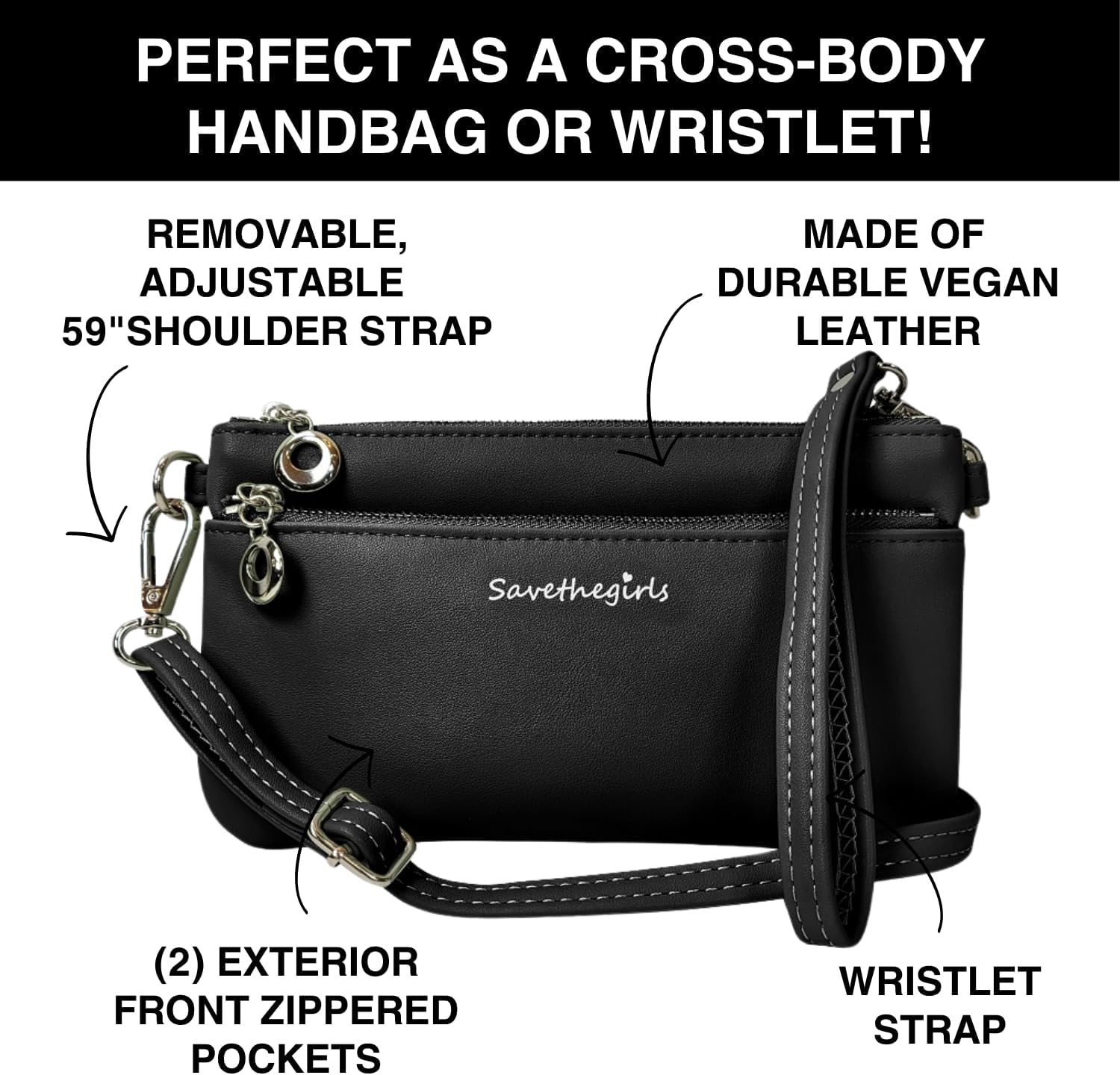 Save the Girls Cell Phone Purse - Touch Screen Women’s Crossbody Bag - Clutch Purses for Women (Bella) | Touch Screen, for Women - Image 3