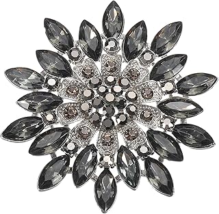 PATIKIL ラインストーン サンフラワー ブローチピン、ファッション 水晶 ダイヤモンド フラワー ブローチピン ラペ ルピン レディース スーツ 服 ドレス ブーケ コート 帽子 バッグ クラフト パーティー用、グレー