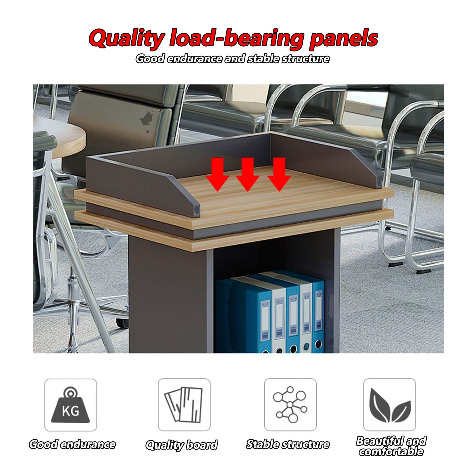 Drewniany stojak na podium premium z kółkami o wysokości 108 cm, na imprezy kościelne, restauracja, elegancki design, wszechstronne przechowywanie, do profesjonalnych prezentacji