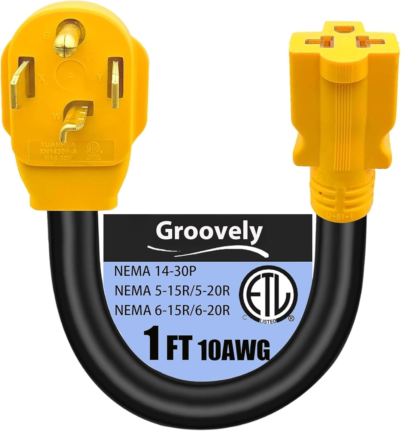 Groovely NEMA 10-30P to 6-50R Welding Machine Adapter Cable,Dryer 30 Amps to Welder Socket Adapter 50 Amps Adapter Cable 250V 10AWG,Suitable for Electric Welding Machine EV Charger Generator Connector