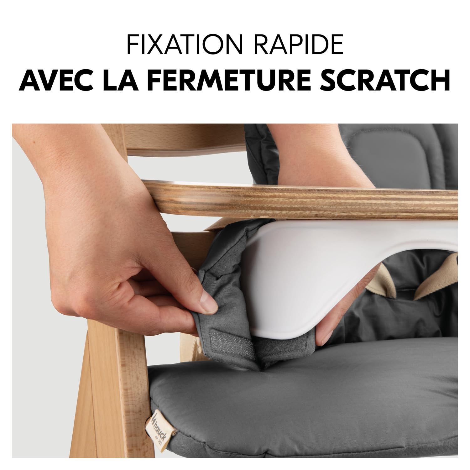 hauck Coussin de Chaise Haute Bébé 3 Pièces, Gris Foncé - Compatibile avec Reducteur Alpha+, Beta+ et Arketa (Non Inclus), Testé OEKO-TEX® STANDARD 100, Rembourré, Moelleux, Lavable, Robuste