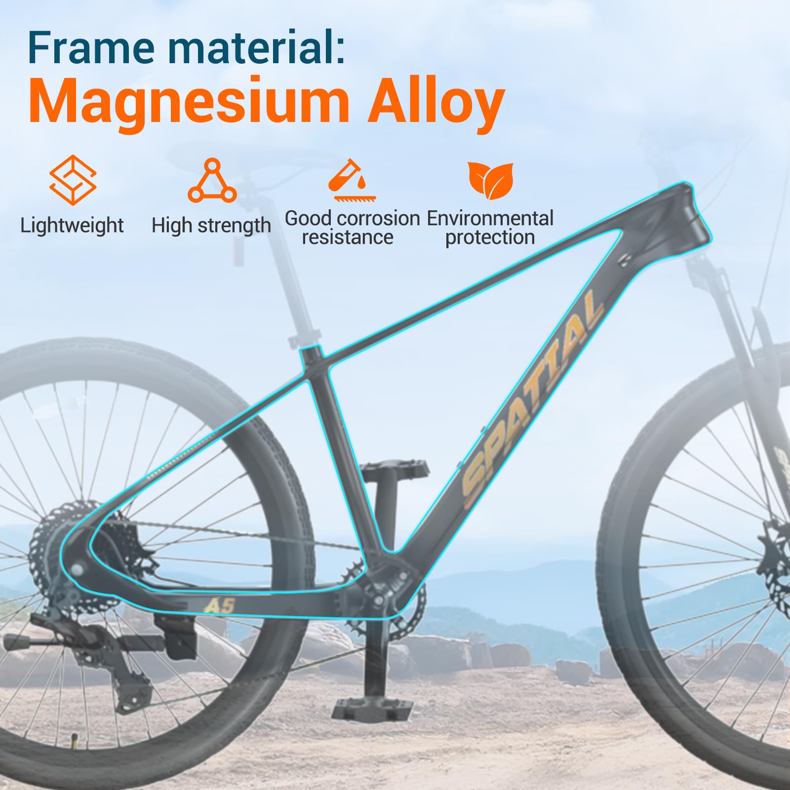 SPATIAL MTB Bicicleta de Montaña para Adultos y Jóvenes - 29/27,5/26/24 Pulgadas, 8/21 Velocidades, Frenos de Disco Mecánicos Dobles, Cuadro de Aluminio, Suspensión Delantera, Asiento Ajustable