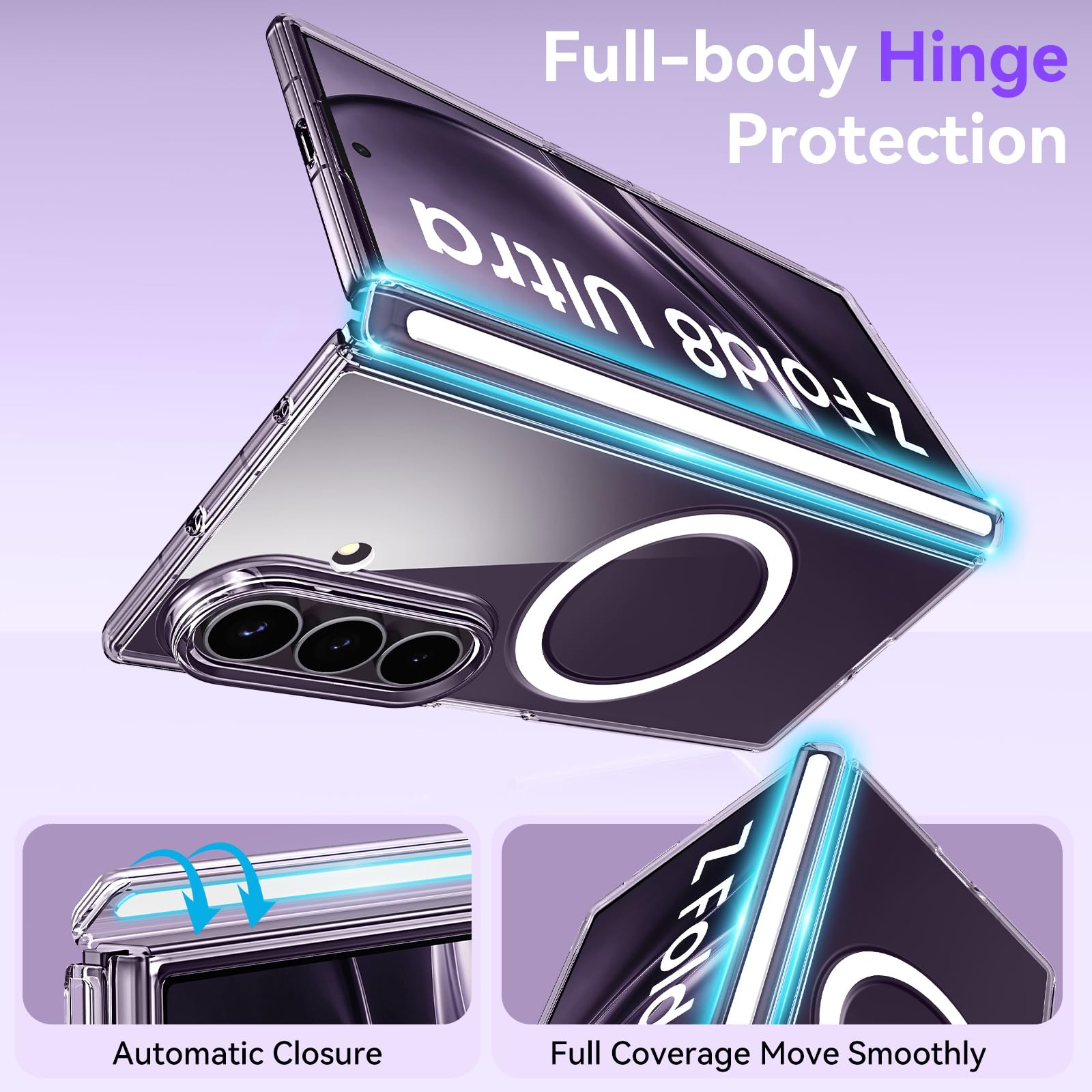 BENTOBEN Custodia magnetica per Samsung Galaxy Z Fold 8 Ultra, protezione completa con cerniera, adatta per Magsafe, sottile, robusta, antiurto, protettiva, anti-giallo, per Fold8 8", bianco