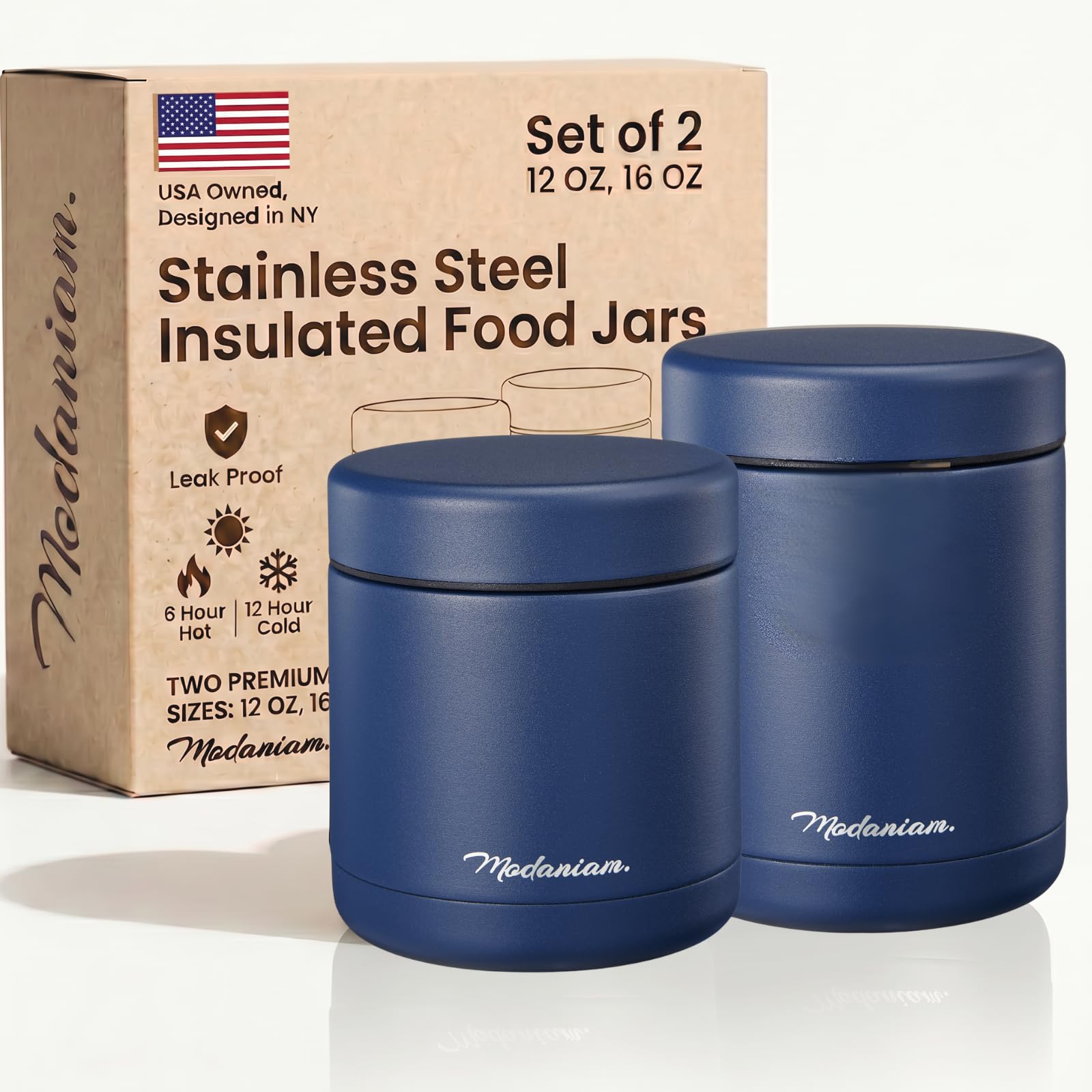 Modaniam Insulated Food Jar Set 12+16 oz