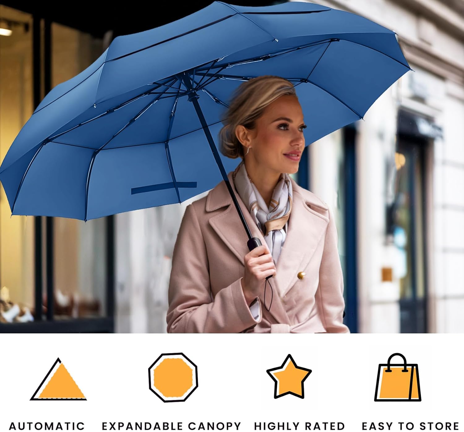 MRTLLOA 49/54/62 Inch Large Folding Golf Umbrella, Oversize Double Canopy Vented 10 Ribs Windproof Compact Travel Umbrellas for Rain - Image 8