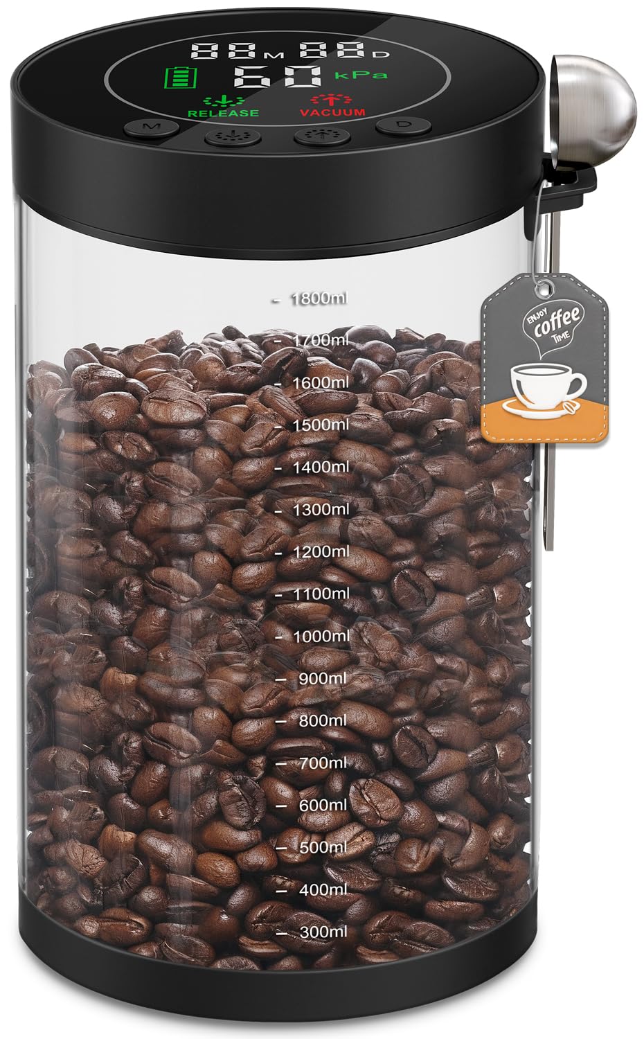 Photo 1 of Electric Vacuum Coffee Canister, 2.0L Glass Airtight Food Storage Container